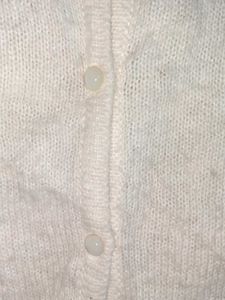 Cream Button-Up Knit Cardigan Sweater