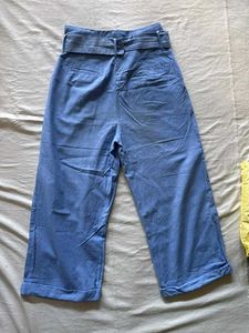 Blue High-Waisted Wide-Leg Pants