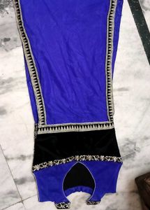 Elegant Embroidered Black &amp; Blue Saree