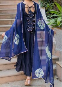 Elegant Navy Blue Kurta Set with Dupatta