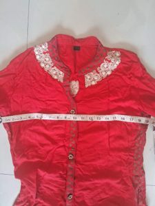 Beautiful Red Embroidered Kurta