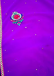 Vibrant Purple &amp; Red Indian Saree