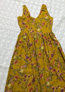 Yellow Floral Maxi Dress with Denim Jacket