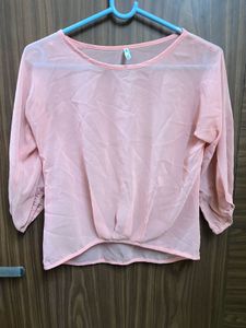 Sheer Pink 3/4 Sleeve Top