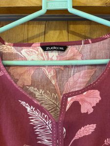 Maroon Floral Print Kurta