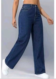 high waisted denim dark blue jeans