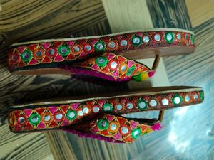 Embroidered Mirror Detail Sandals