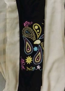 Legging With Embroidery like Print Design