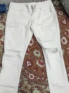 Ripped White Denim Jeans