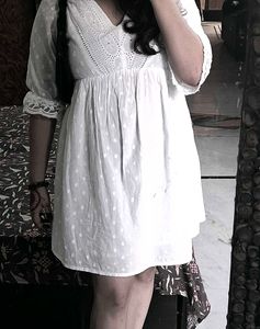 White Eyelet Boho mini Dress 🤍✨