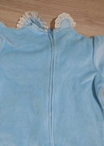 Baby Blue Velvet Romper