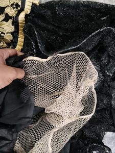 Black &amp; Gold Floral Ethnic Gown