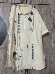 Cream Embroidered co-ord set with Flower Design