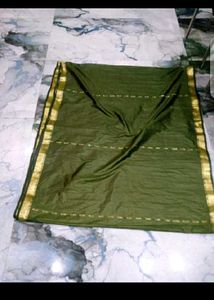 Elegant Green Saree with Gold Border