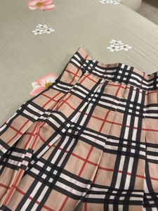Checkered Pleated Mini Skirt- 30 Waist