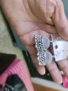Elegant Silver Jhumka Earrings