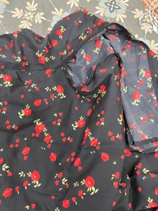 Black Floral Print Mini Dress