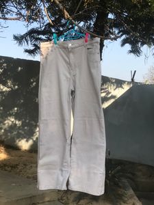 h&amp;m wide twill trousers