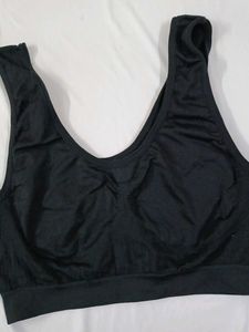 V Neck Soft Black Sports Bra