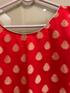Elegant Red Kurta and sharara with Gold Print