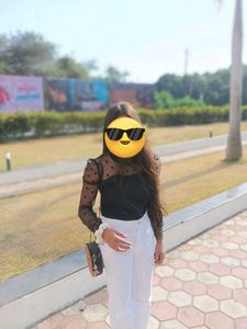 Stylish Black Sheer Dot Top