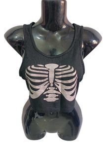 Shein Size S/M Ribbed Skeleton Print Crop Tank Top