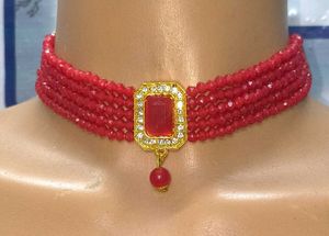 Stunning Red Beaded Choker Necklace