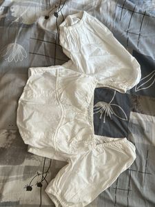 White Cotton Puff Sleeve Blouse