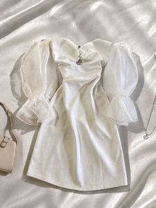 SALE!! White Off-Shoulder Organza Sleeve Dress