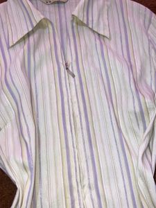 Striped Zip-Up Blouse