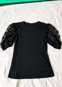 Elegant Black Puff Sleeve Top