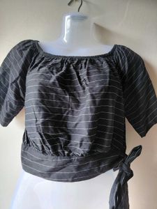 Striped Off-Shoulder Crop Top