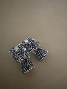 2 Combo Exquisite Oxidized Silver Jhumkas with Dan