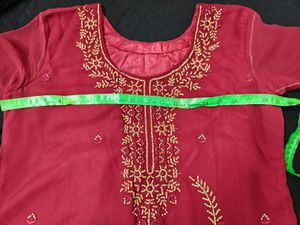 Maroon Georgette Stitched Dress
