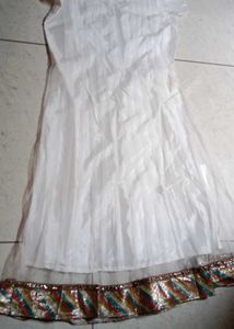 Elegant White &amp; Purple Anarkali Suit