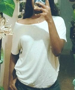 Casual Dotted Off shoulder T-Shirt