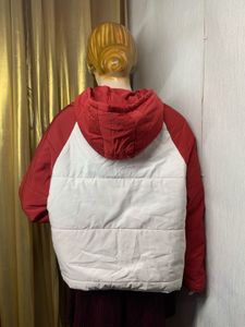 Stylish Red &amp; White Hooded Jacket
