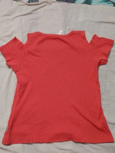 Coral Cold Shoulder Top