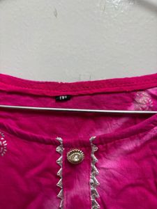 Leheriya Pink Printed Anarkali kurti