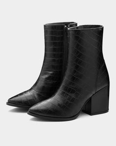 ADORLY Textured Block Heeled Boots