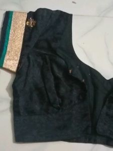 GentlyUsed Elegant Black SilkBlouse withGoldTrim-