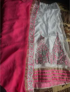 Beautiful Baby Pink &amp; White Lehenga Choli