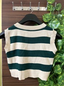 Striped Sleeveless Knit Top