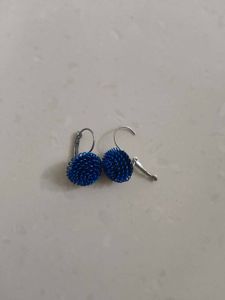 Unique Blue Wire Ball Earrings