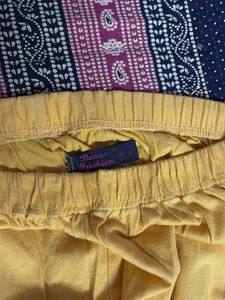 pink and yellow kurti leggings