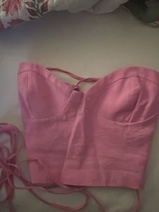 Zara Pink Back Tie-Up Corset Top XS