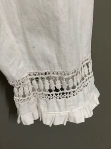 White Cotton Pant with Lace Trim