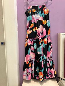 Black Floral Tiered Maxi Dress