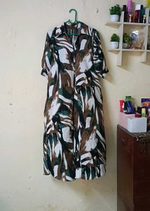Abstract Print Midi Shirt Dress