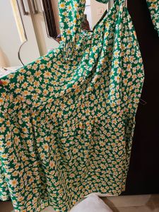 v neck green floral dress